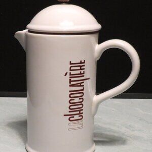"La Chocolatiere" French Press Hot Chocolate Crate & Barrel Stoneware Pot